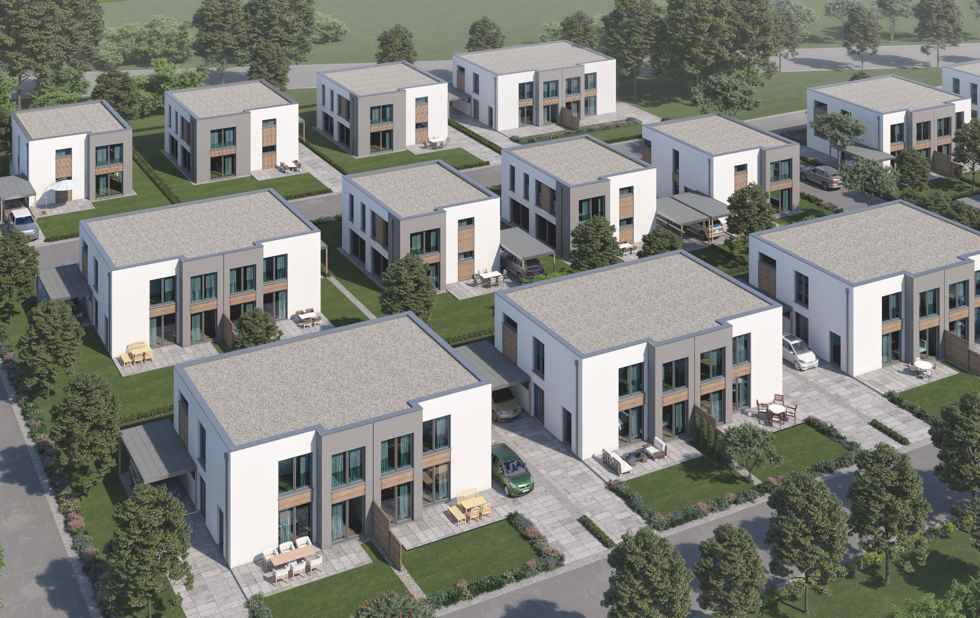 Bild, das eine Visualisierung des 2. Bauabschnittes der Baugebietes Jöllheide in Bielefeld zeigt.